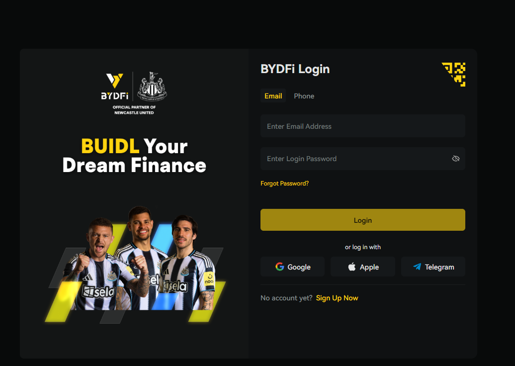 BYDFi sign up screen on mobile and desktop